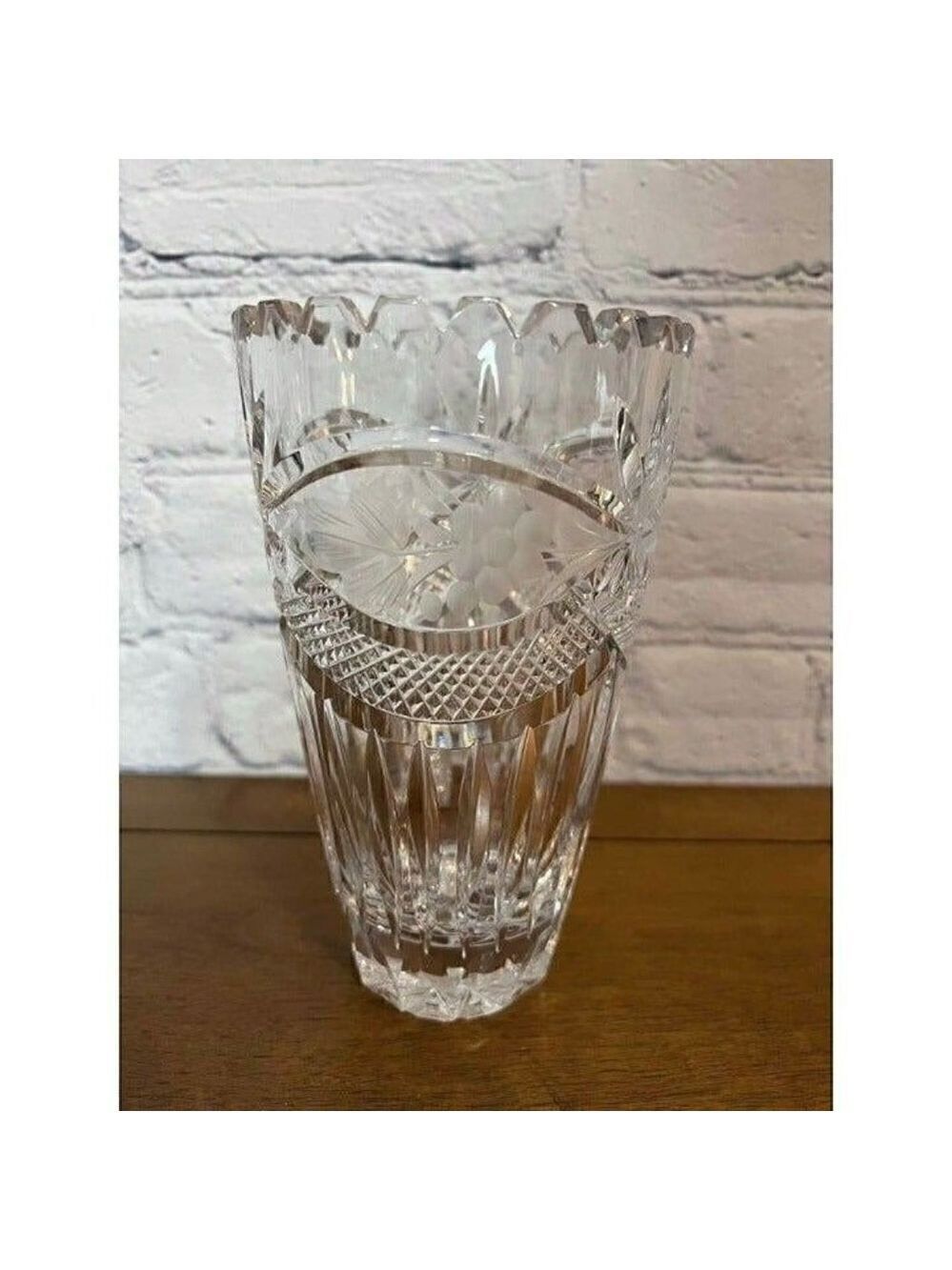 Crystal Chardonay Cut Crystal Vase 7 Inch